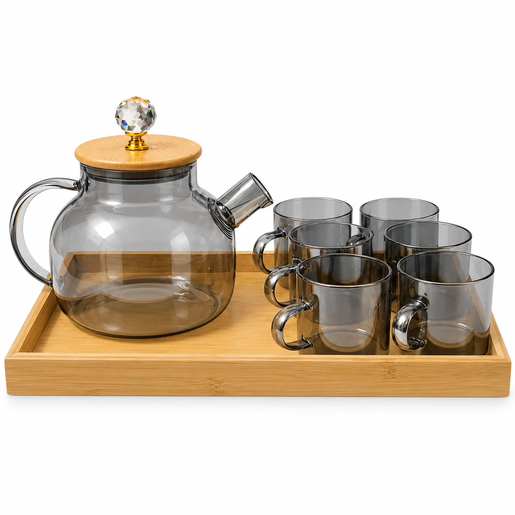Premium Glass Teapot Set with 6 Cups
